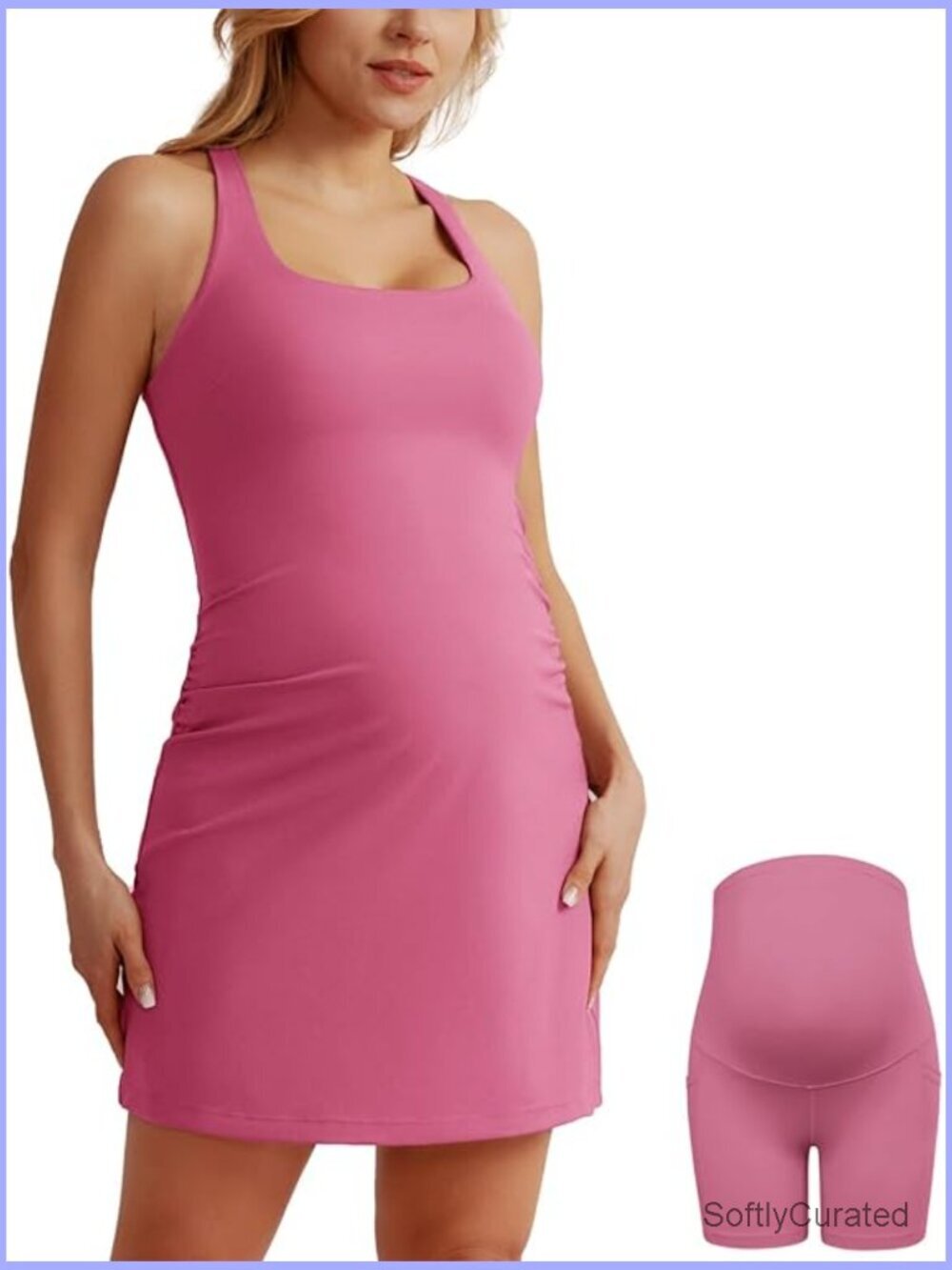 Maternity Tennis Dress with Shorts Built-in Bra Sleeveless A-line Golf Dress
